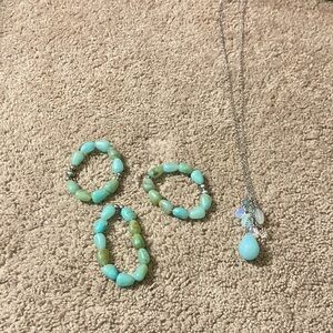 Elegant Turquoise Beaded Bracelet Set
